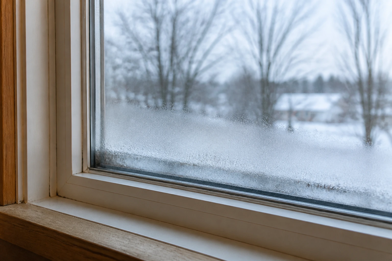 2. failed window seal condensation between panes.