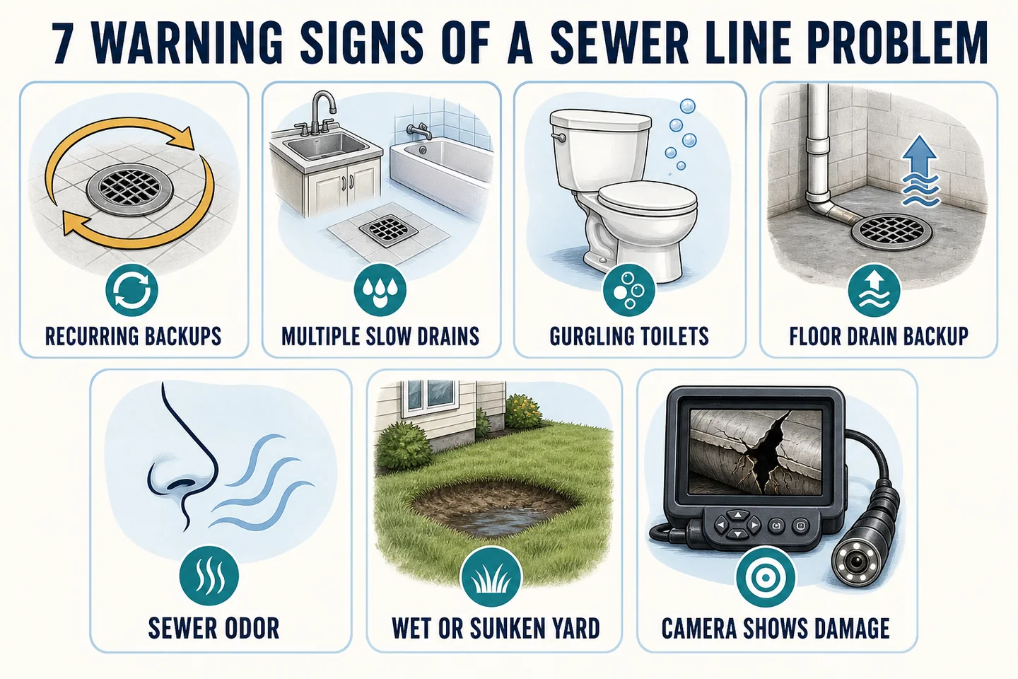 Seven warning signs sewer line problem.