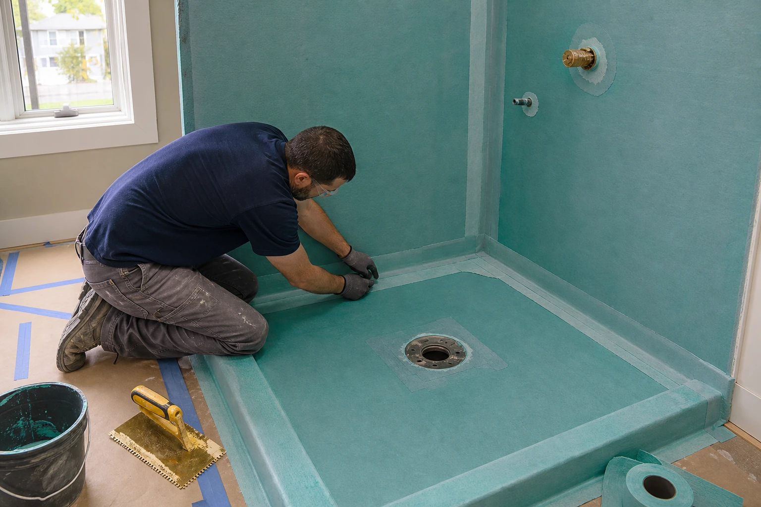 Article 31 shower membrane seams drain.