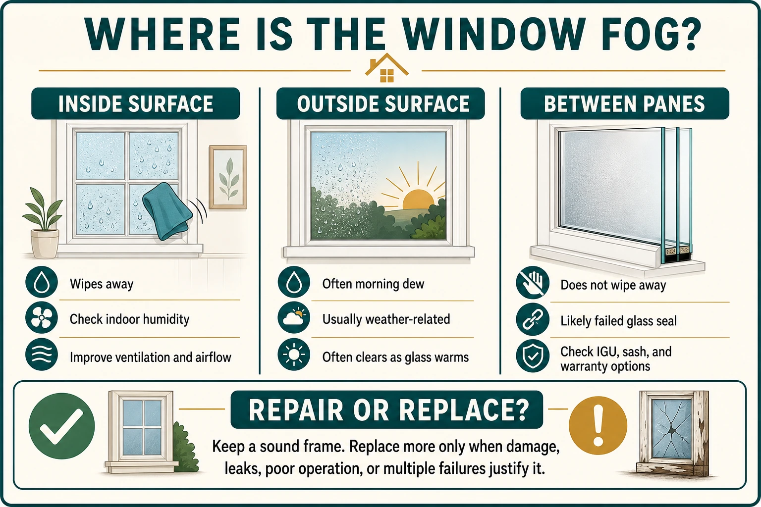 Article 35 foggy window repair replace infographic.